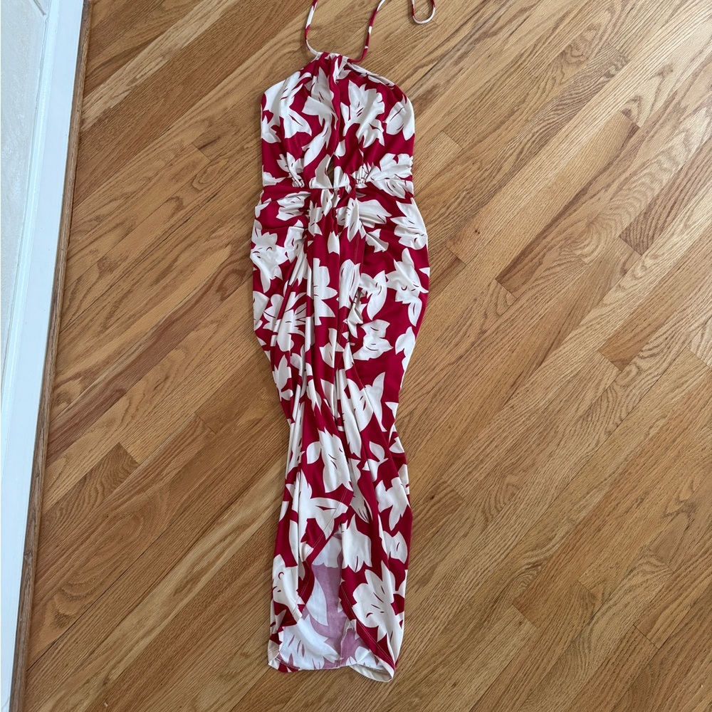 Miss Avenue red Hawaiian dress ruched